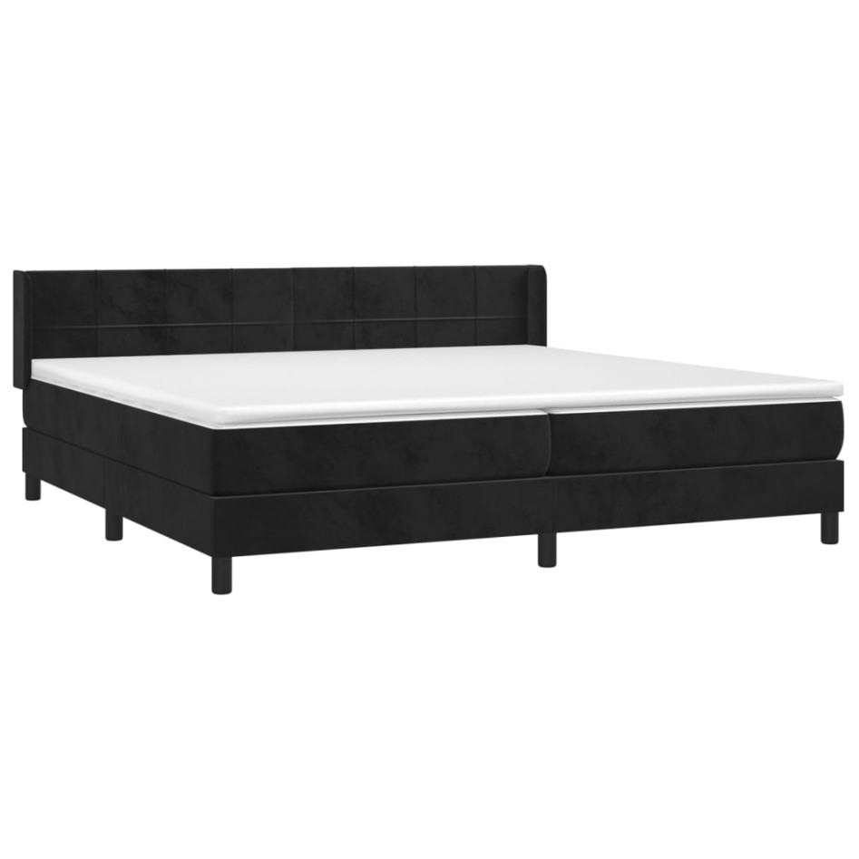 Cama box spring con colchón terciopelo negro 200x200
