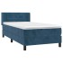Cama box spring con colchón terciopelo azul oscuro 90x200