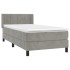 Cama box spring con colchón terciopelo gris claro 100x200