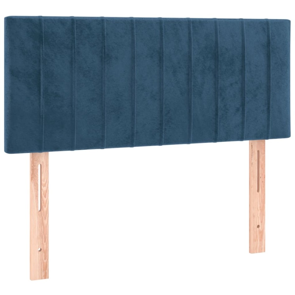 Cama box spring con colchón terciopelo azul oscuro 80x200