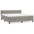 Cama box spring con colchón terciopelo gris claro 160x200