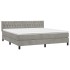 Cama box spring con colchón terciopelo gris claro 160x200