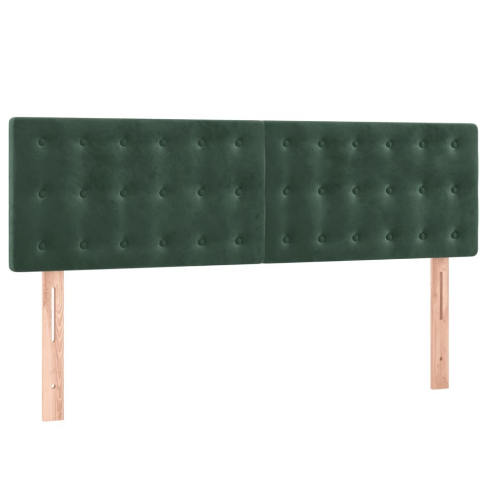 Cama box spring con colchón terciopelo verde oscuro 140x190
