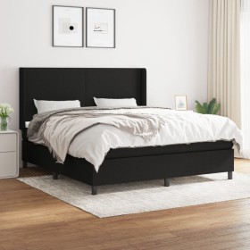 Cama box spring con colchón tela negro 160x200