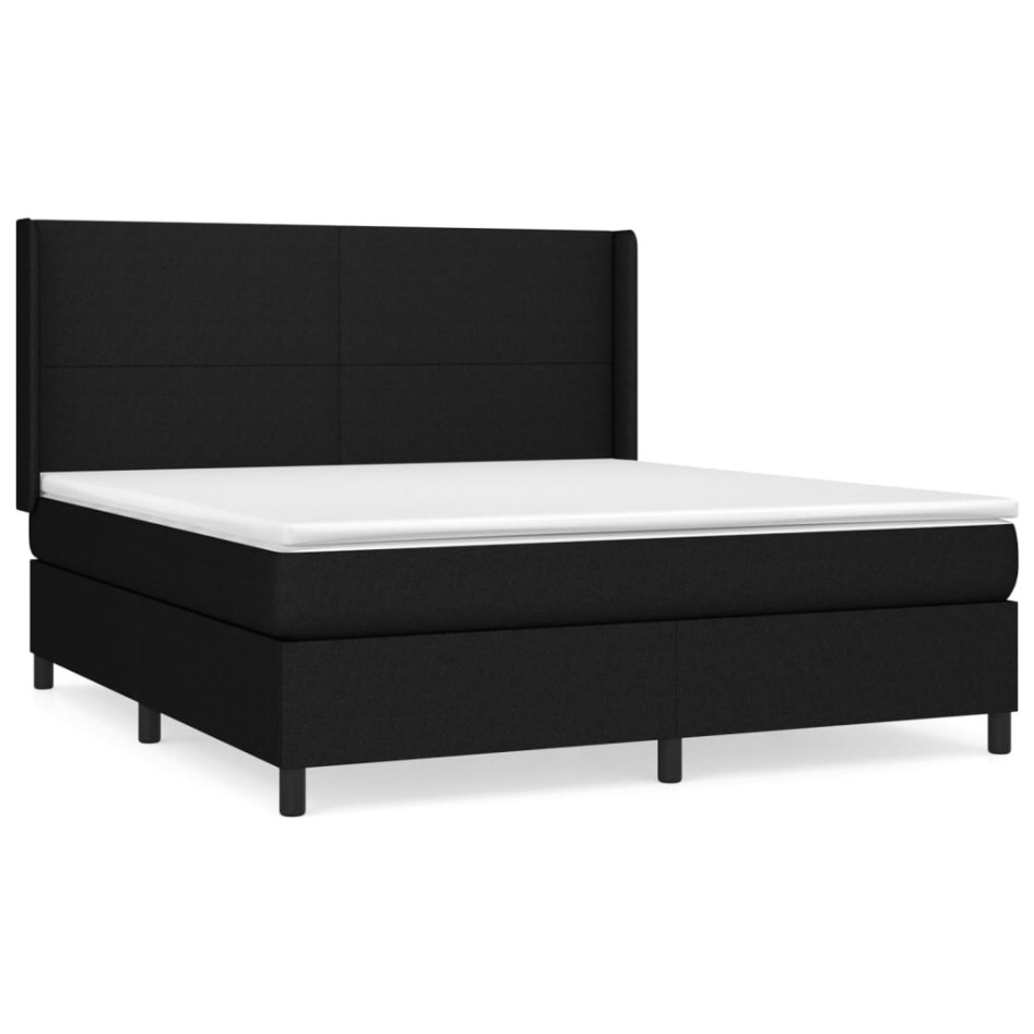 Cama box spring con colchón tela negro 160x200