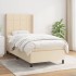 Cama box spring con colchón tela color crema 80x200