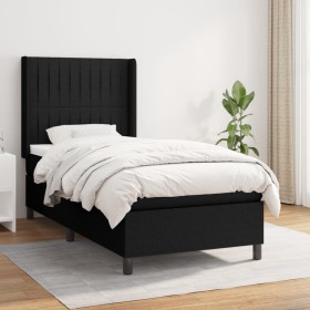 Cama box spring con colchón tela negro 80x200