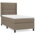 Cama box spring con colchón tela gris taupe 80x200
