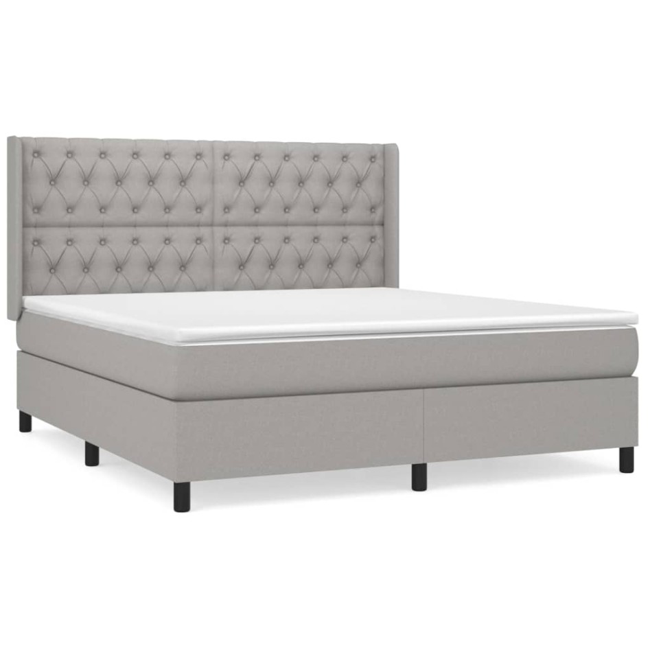 Cama box spring con colchón tela gris claro 160x200