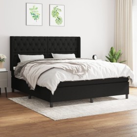 Cama box spring con colchón tela negro 160x200