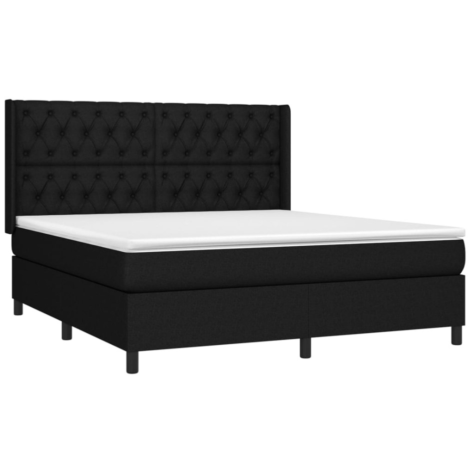 Cama box spring con colchón tela negro 160x200