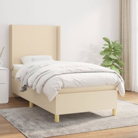 Cama box spring con colchón tela color crema 80x200