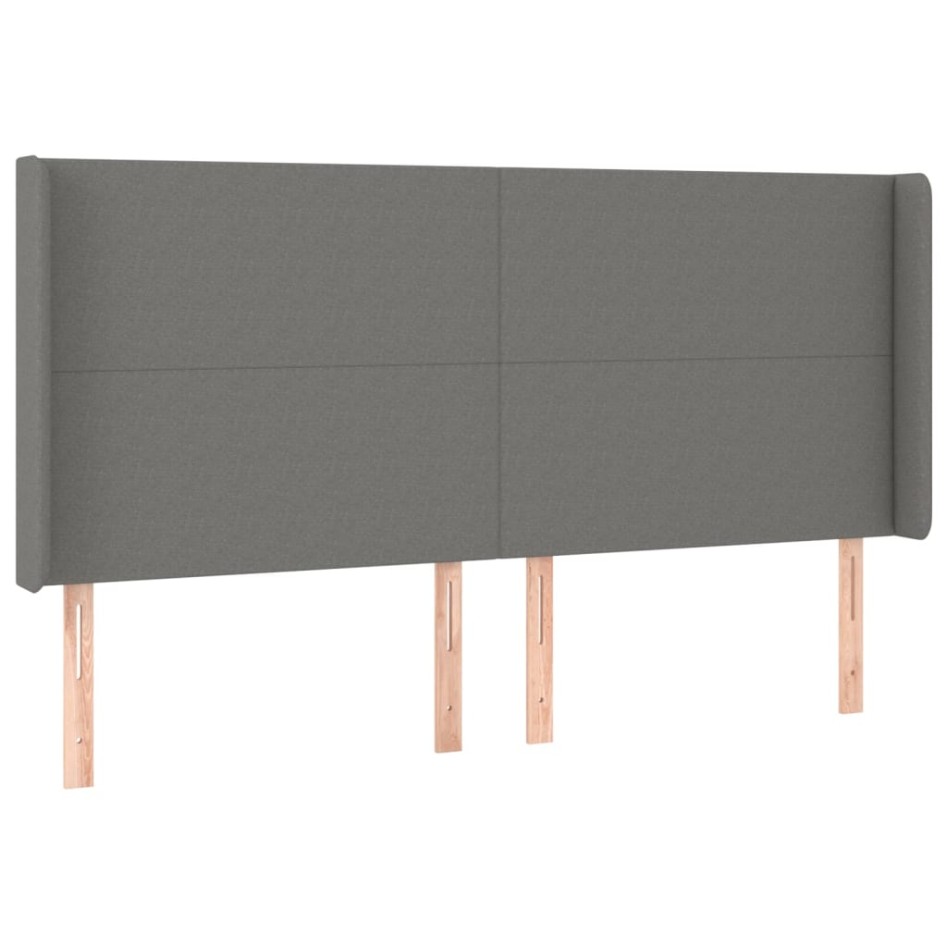 Cama box spring con colchón tela gris oscuro 160x200
