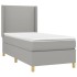 Cama box spring con colchón tela gris claro 100x200