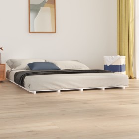 Estructura de cama de madera maciza de pino blanco 200x200
