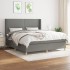 Cama box spring con colchón tela gris oscuro 180x200