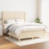 Cama box spring con colchón tela color crema 140x200