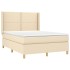 Cama box spring con colchón tela color crema 140x200