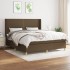 Cama box spring con colchón tela marrón oscuro 160x200