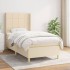 Cama box spring con colchón tela color crema 90x190