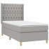 Cama box spring con colchón tela gris claro 100x200