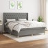 Cama box spring con colchón tela gris oscuro 160x200
