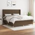 Cama box spring con colchón tela marrón oscuro 160x200
