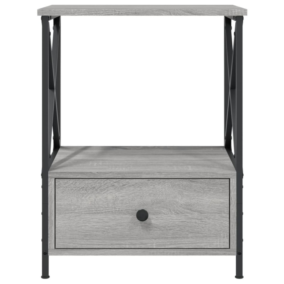 Mesita de noche 2 uds madera ingeniería gris Sonoma 50x41x65