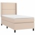 Cama box spring con colchón cuero sintético capuchino 90x200