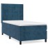 Cama box spring con colchón terciopelo azul oscuro 80x200