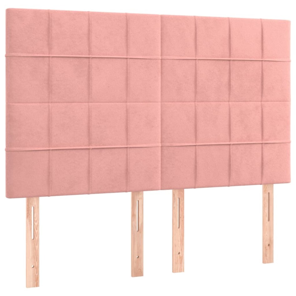 Cama box spring con colchón terciopelo rosa 140x190