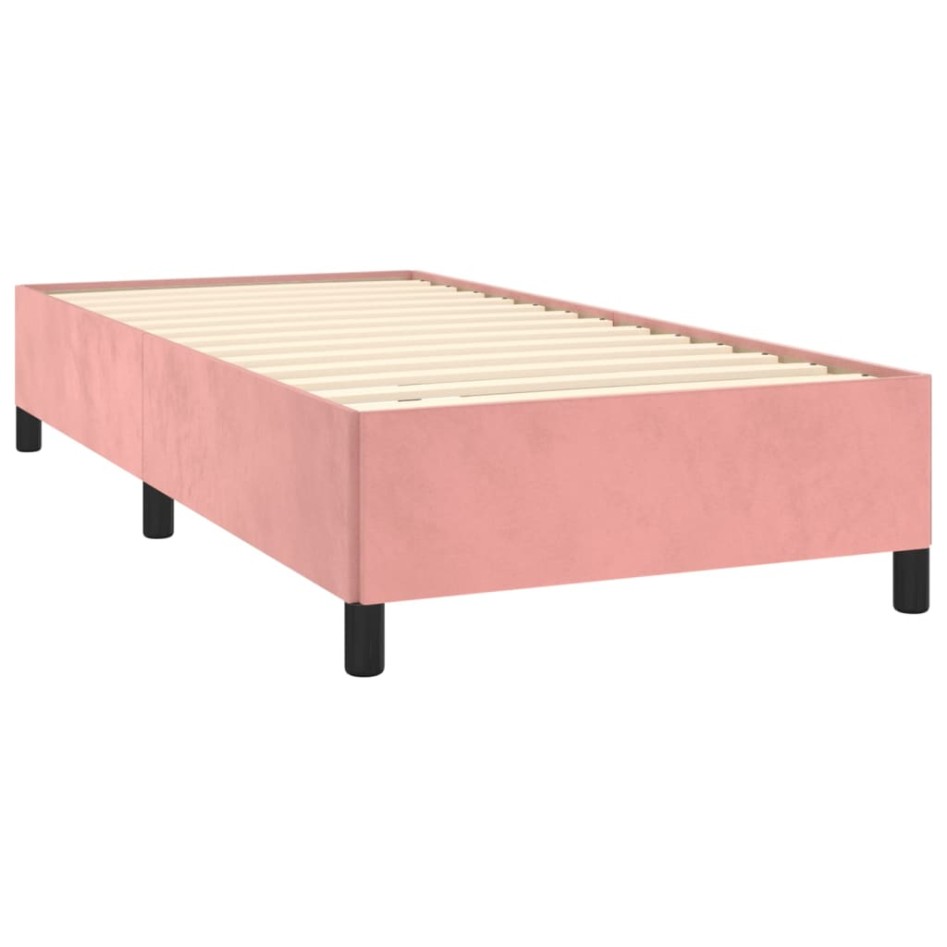 Cama box spring con colchón terciopelo rosa 80x200