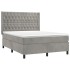 Cama box spring con colchón terciopelo gris claro 140x190