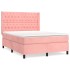 Cama box spring con colchón terciopelo rosa 140x190