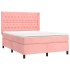 Cama box spring con colchón terciopelo rosa 140x190
