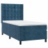 Cama box spring con colchón terciopelo azul oscuro 90x190