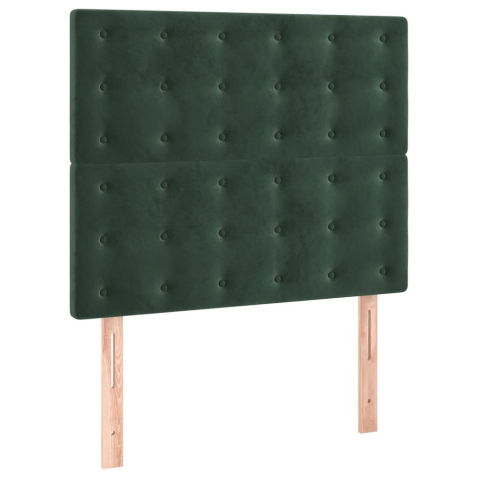 Cama box spring con colchón terciopelo verde oscuro 100x200