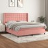 Cama box spring con colchón terciopelo rosa 180x200