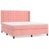 Cama box spring con colchón terciopelo rosa 180x200