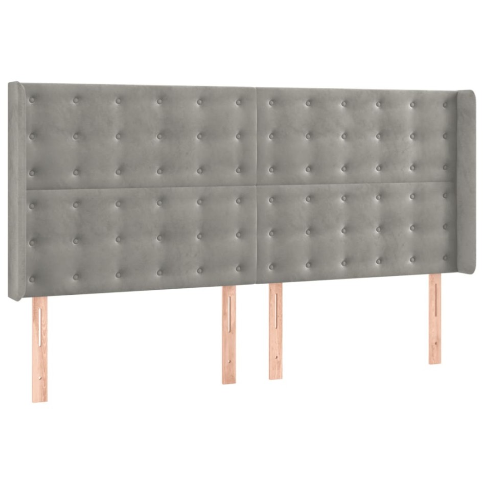 Cama box spring con colchón terciopelo gris claro 180x200