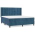 Cama box spring con colchón terciopelo azul oscuro 160x200