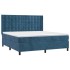 Cama box spring con colchón terciopelo azul oscuro 160x200