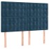 Cama box spring con colchón terciopelo azul oscuro 140x200