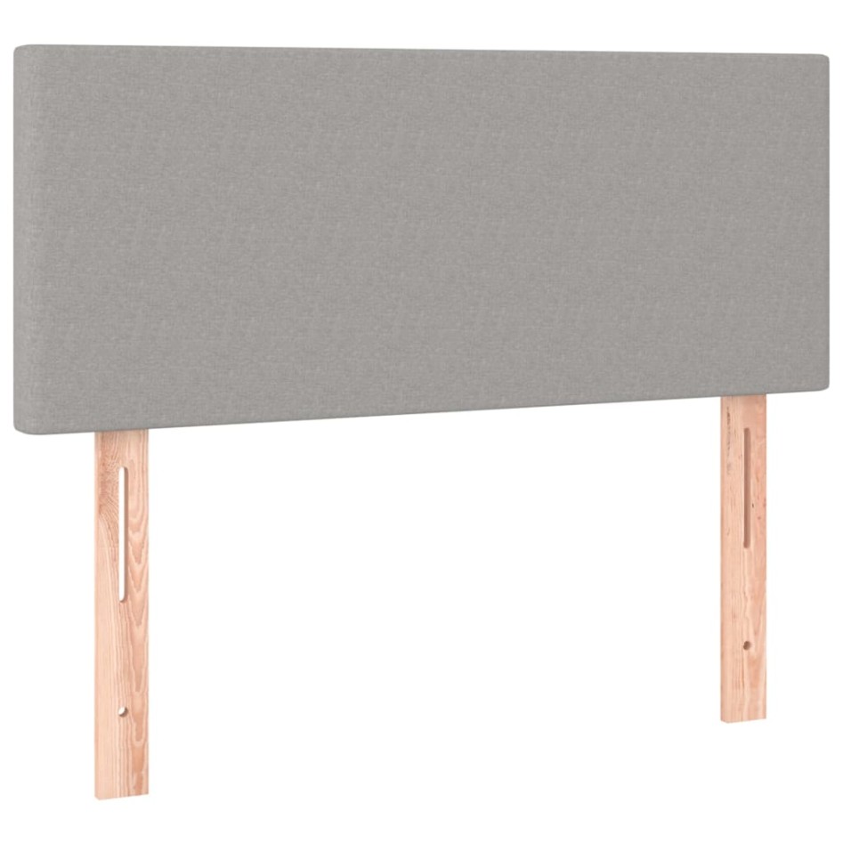 Cama box spring con colchón tela y LED gris claro 100x200