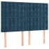 Cama box spring con colchón terciopelo azul oscuro 140x190