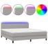 Cama box spring con colchón tela y LED gris claro 180x200