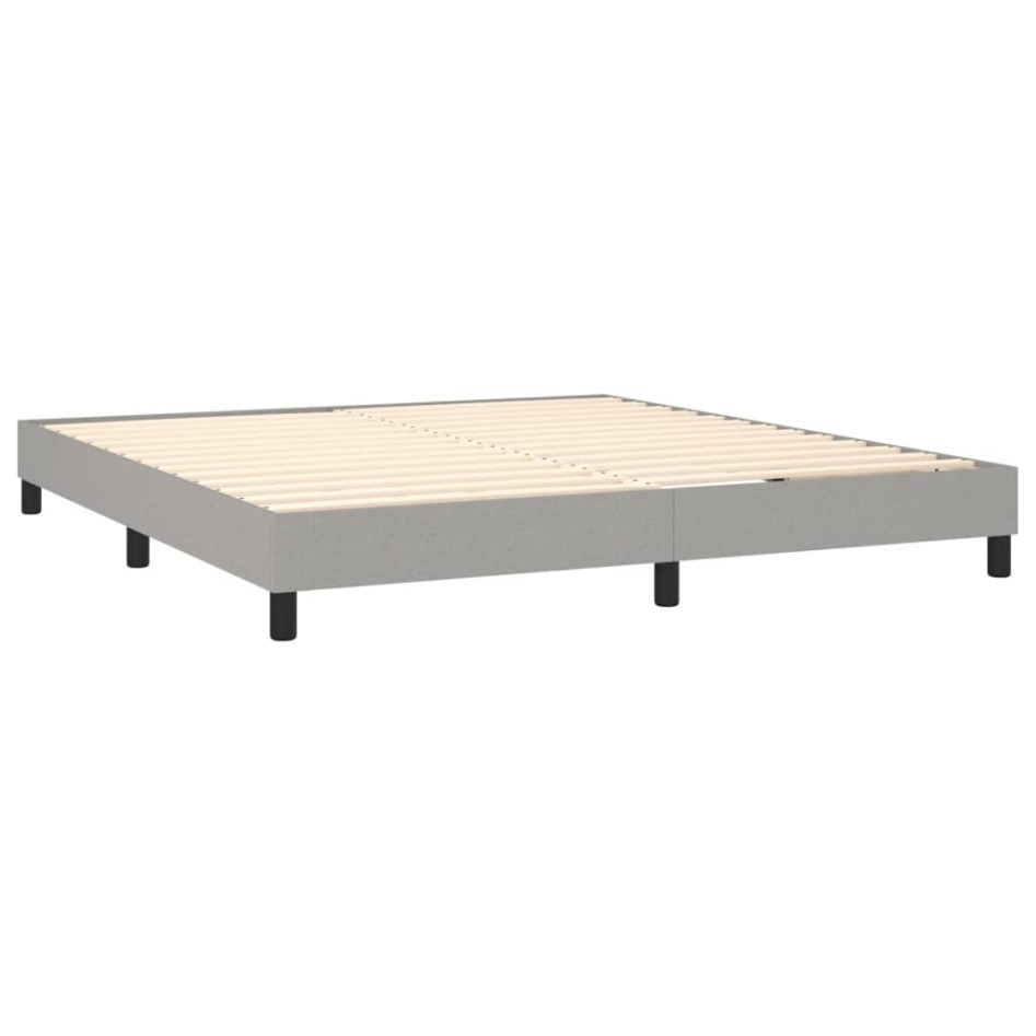 Cama box spring con colchón tela y LED gris claro 180x200