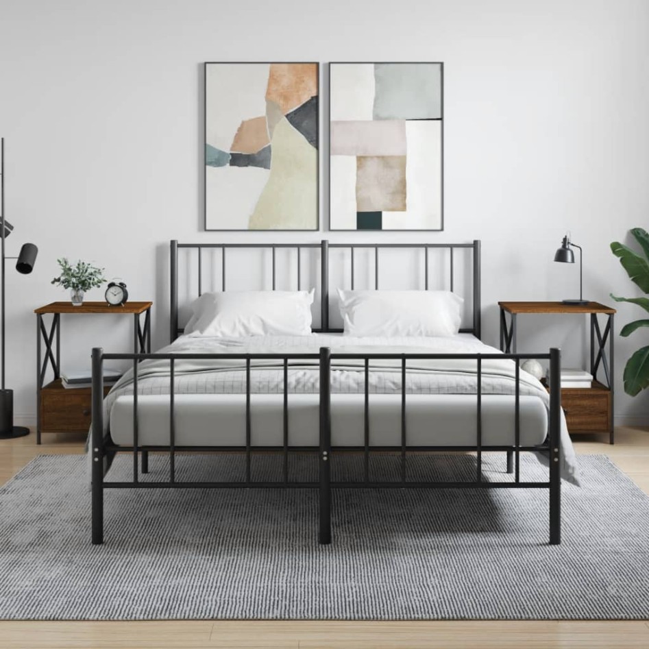 Mesitas noche 2 uds madera ingeniería marrón roble 50x41x65