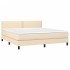 Cama box spring colchón y luces LED tela crema 180x200