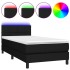 Cama box spring colchón y luces LED tela negro 100x200
